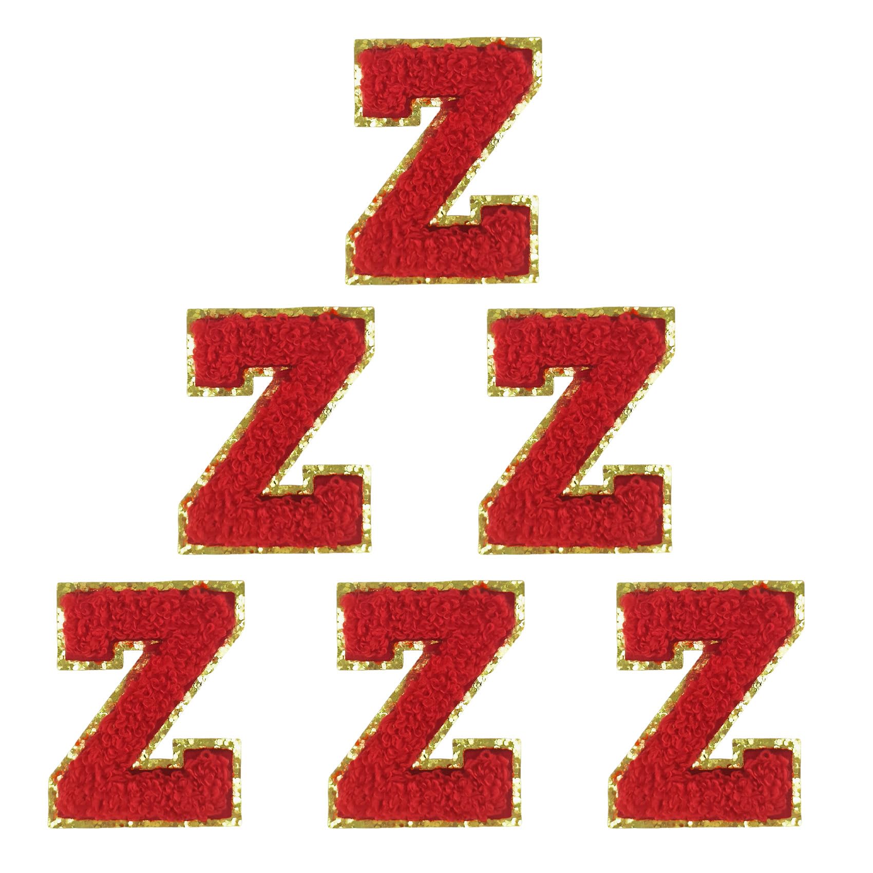 Aganmi 6Pcs Self Adhesive Chenille Letter Patches Preppy 2inch A-Z Varsity Letter Patches Sew On Embroidered Repair Patch for Clothes Hats Bags Letter