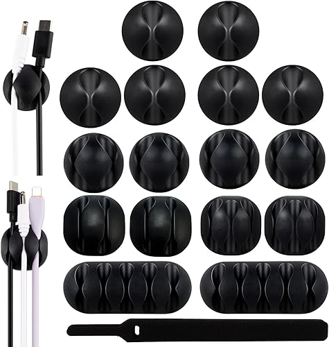 Gestión de cables, 16 soportes para cables y 10 tiras organizadoras de cables. Clips adhesivos para cable de carga, organizadores de cables para disponible en Yaxa Costa Rica