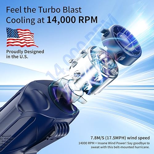 Miniatura 2 de GEHEN Ventilador de cintura portátil, batería recargable de 6000 mAh hasta 31 horas de tiempo de trabajo, ventilador de cinturón con clip o