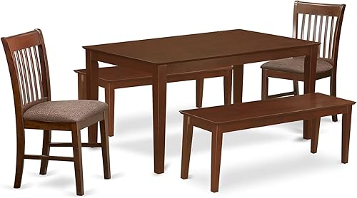 Miniatura 13 de East West Furniture CANO6C-MAH-W - Juego de mesa de comedor de 6 piezas contiene una mesa de cocina rectangular y 4 sillas de comedor con banco, 36