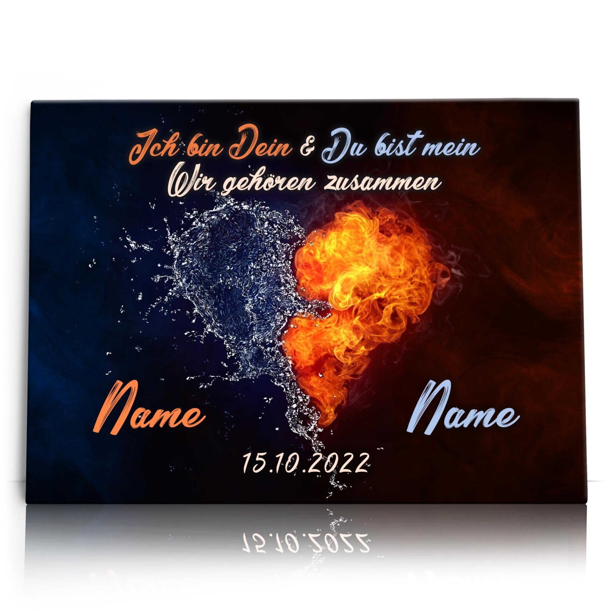 Liebesleinwand Personalisiertes Geschenk für Partner Geschenk Jahrestag, Verlobung, Hochzeitstag | Leinwandbild romantisch gestalten | Wir beide sind eins