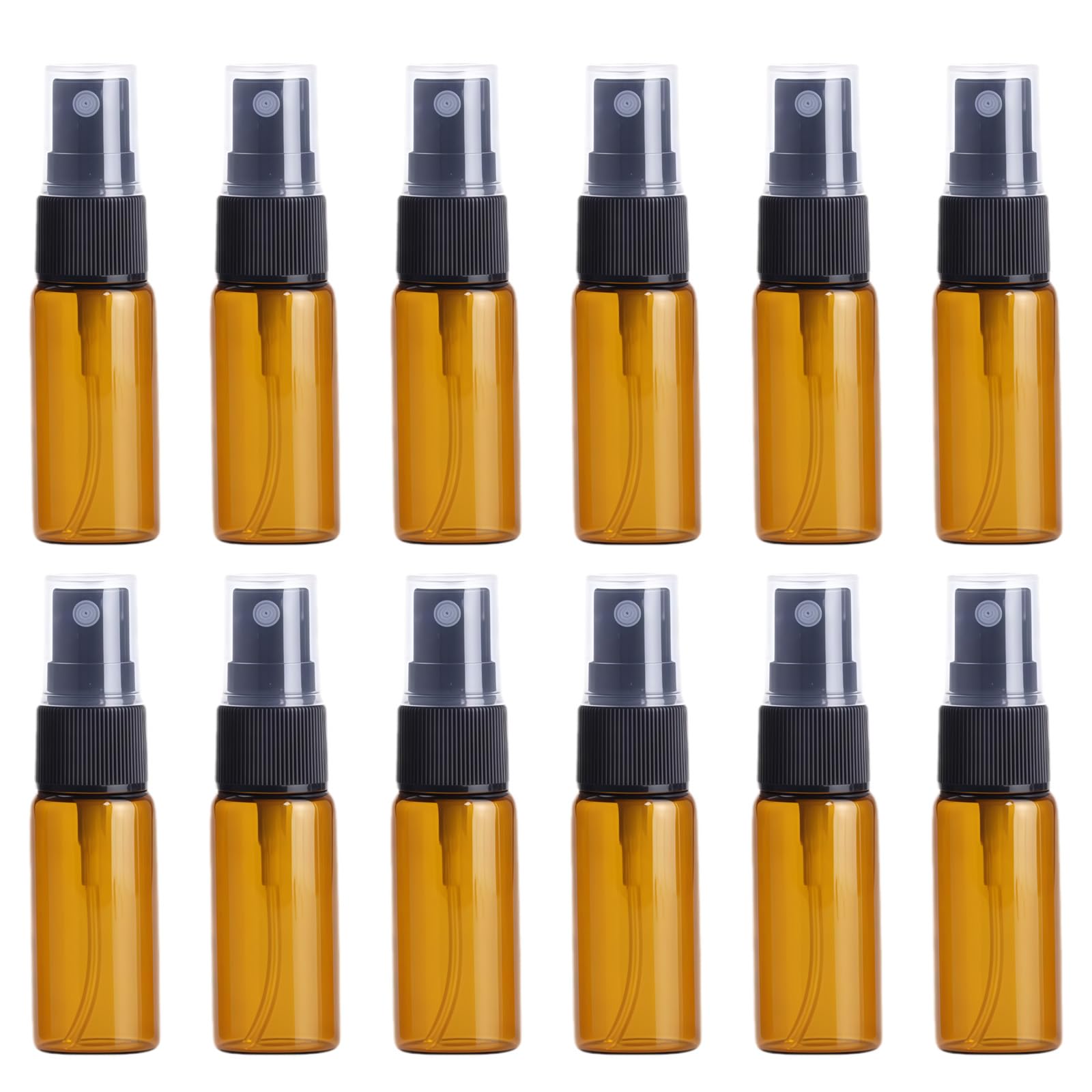 Bamboopack 12Pcs 15ml Protable Mini Amber Glass Sprayer Bottles Refillable Fragrance Perfume Scent Sample Bottle Vials Cosmetic Container for Travel and Outgoing