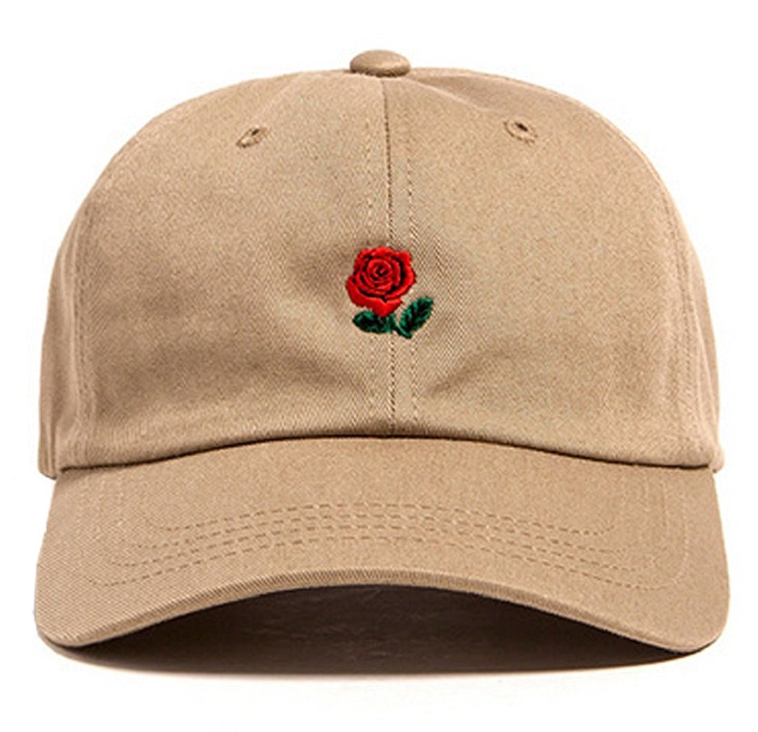TheniceRose Embroidered Adjustable Strapback Hat Baseball Cap (Khaki)