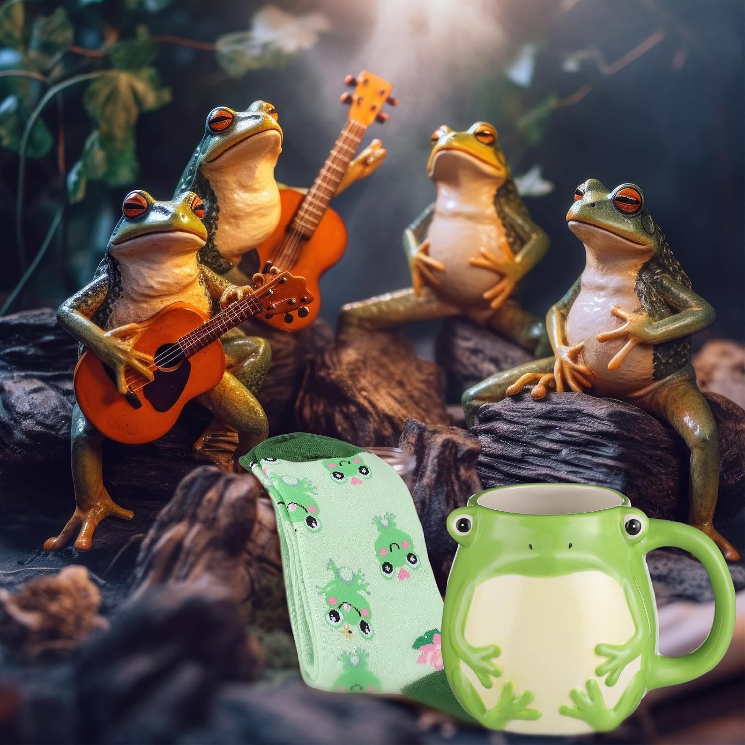 Yaomiao Frog Gifts Set for Women, 450ml/15oz Frog Coffee Mug with Handle, Novelty Socks Stickers for Women Birthday Holidays Party Favors - Image 6