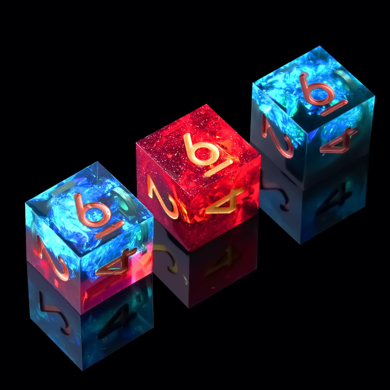 D6 DND-Würfel mit scharfer Kante aus Harz, zufällige Farbe und Stil, 6-seitige Würfel, 16 mm, handgefertigt, polyedrisch, für DND-Rollenspiele (zufälliges Set)