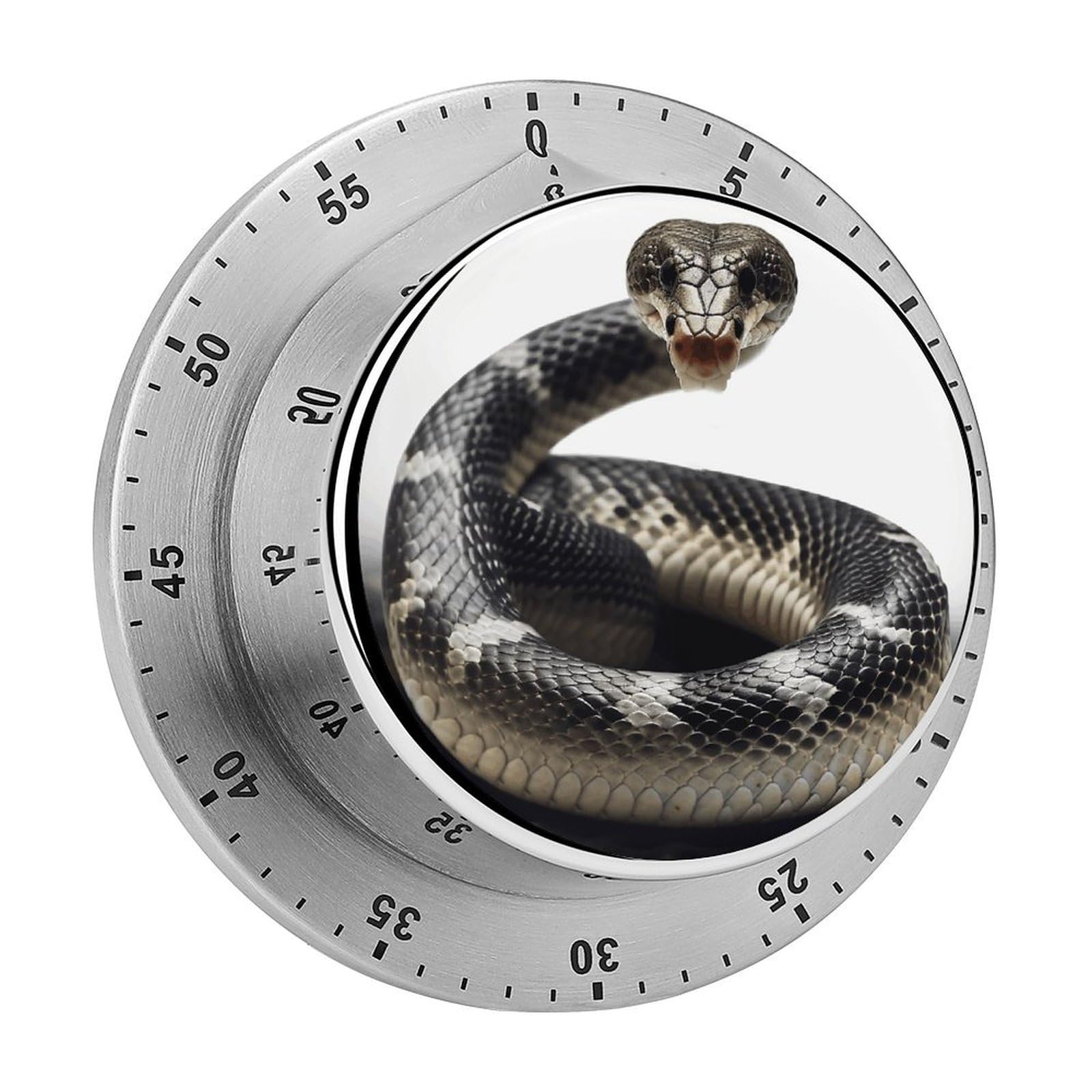 Cobra Snake Kitchen Timer Chef Cooking Timers Clock with Loud Alarm Exquisite Stainless Steel Mechanical Desk Timers Magnetic Backing 60 Minute Visual Timer for Work