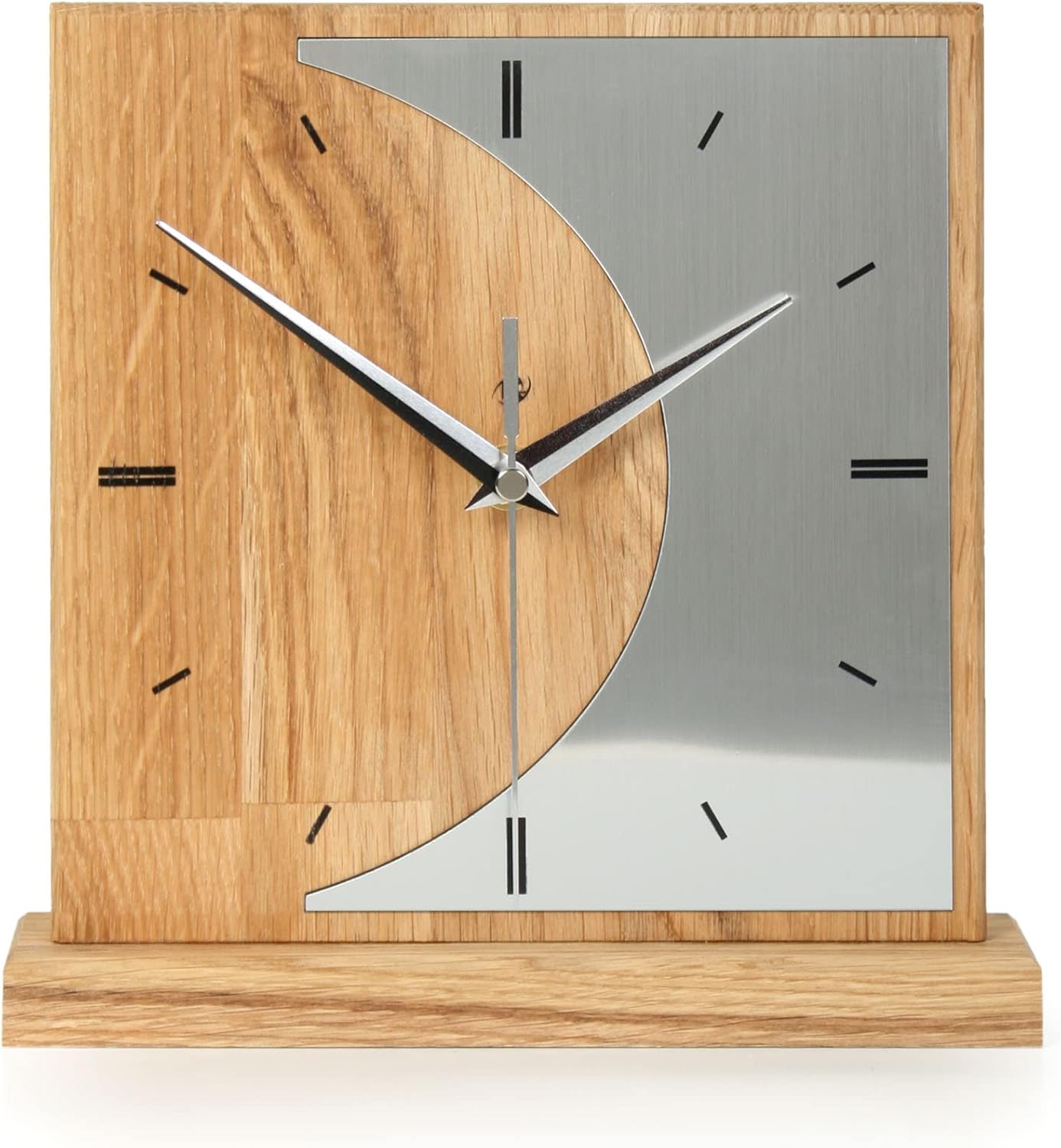 Kreative Feder Silvermoon Designer-polshorloge van beukenhout, analoog tafelhorloge zonder tikkende geluiden (stil radiouurwerk
