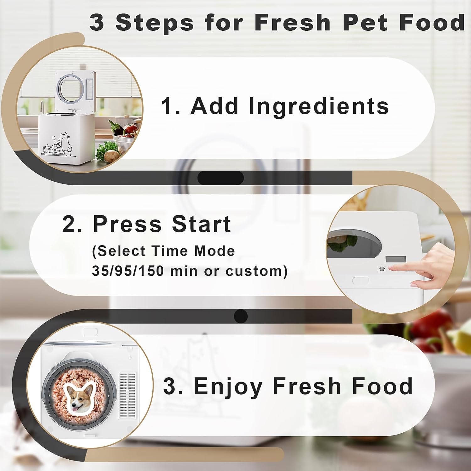 Pet Fresh Food Maker – All-in-One Dog & Cat Food Multicooker with Chopping & Cooking, DIY Cat Churru,Dog Treat Maker,5-in-1 Machine