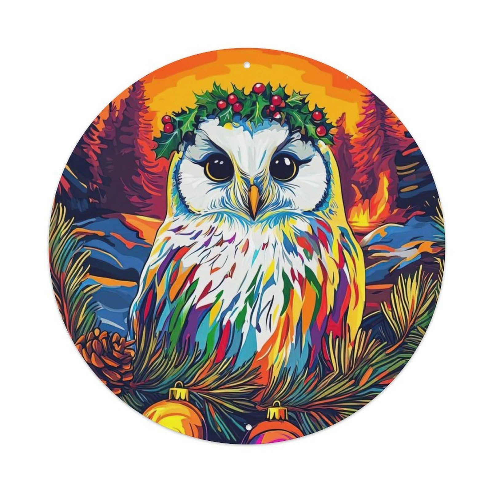 Animal Artwork Cute Owl Metal Tin Sign