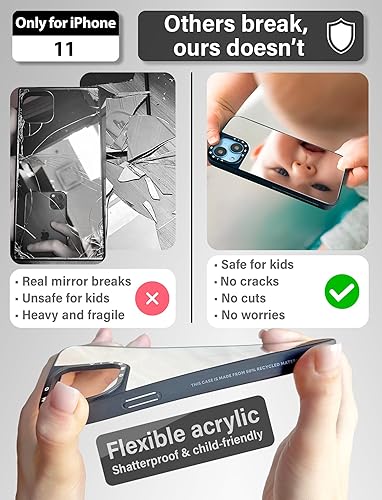 Miniatura 3 de VIROMO Funda de espejo para iPhone 11 Pro (solo con 2 unidades) protectores de pantalla, esquinas suaves a prueba de golpes, espejo de bolsillo,