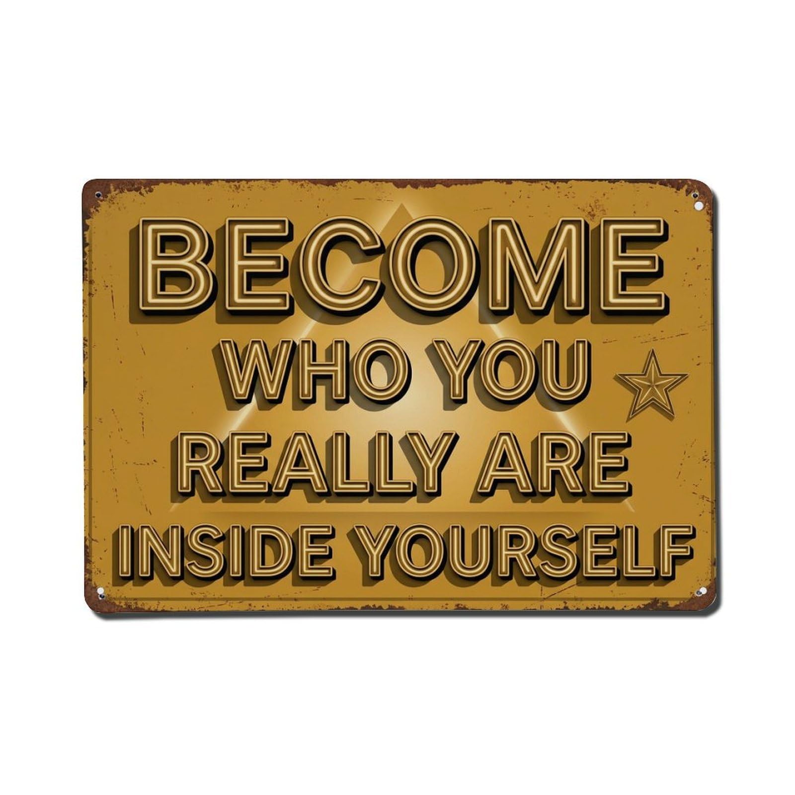 Become True Self Workout Retro Motivational Slogans 2 Metal Tin Sign Plaque Wall Decor for Cafe, Club Bar, Office, Home Garden Metal Poster 8x12Inch