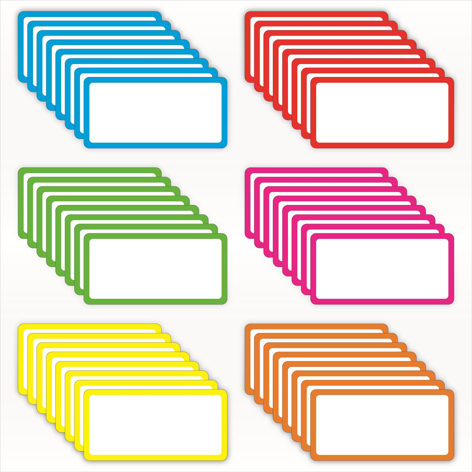 IMAGAME 48 Pack Magnetic Dry Erase Labels - Magnetic Blank Cards with Color Borders, Reusable Name Tags - Dry Erase Labels for Home, Office, Classroom