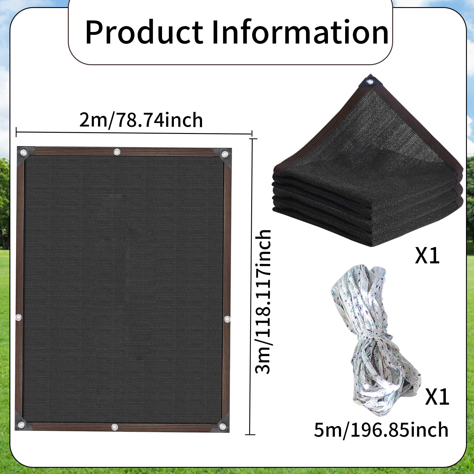 Filet D'Ombrage 2x3m - Protection UV 80-90% - Avec Œillets Pour Jardin, Terrasse, Plantes - Polyéthylène