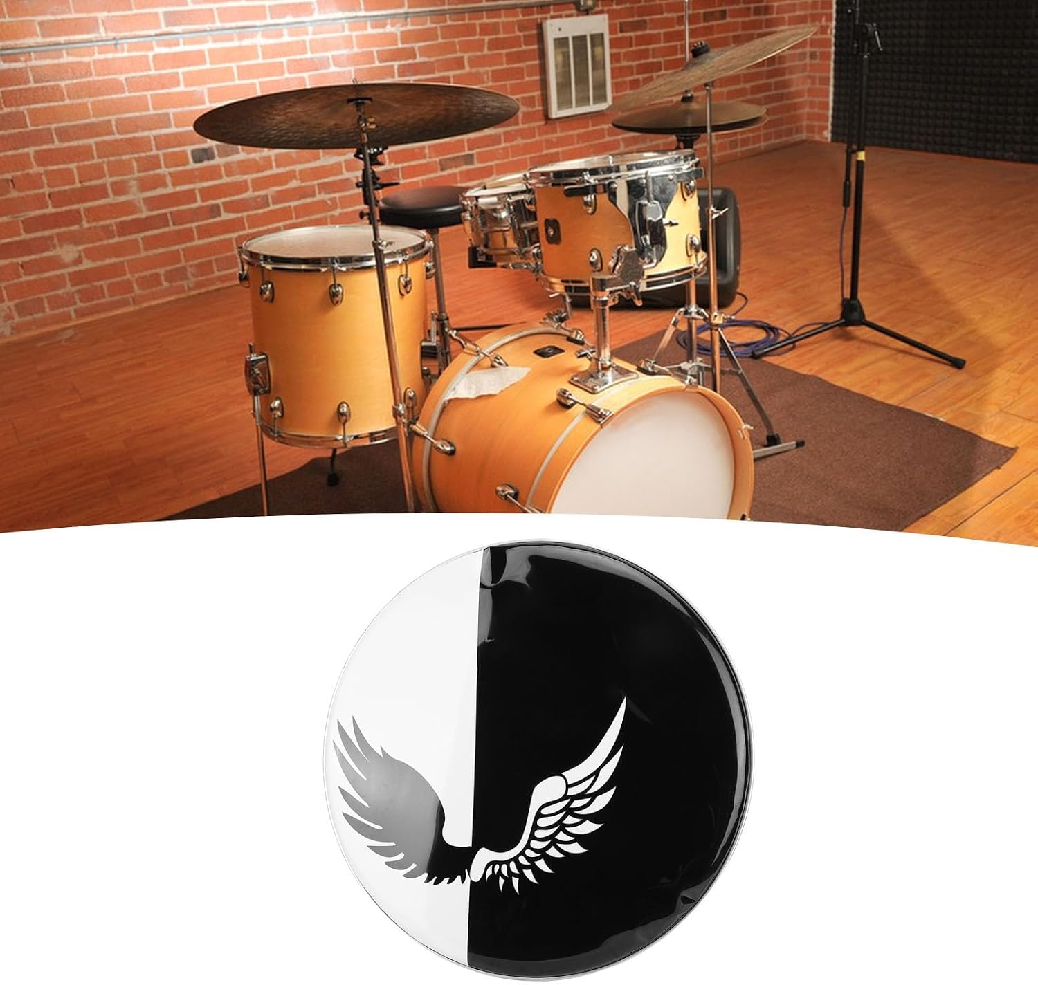 22 Inch Drum Head, Polyester Film Easy Tuning Decorative Patterns for Snare Jazz Percussion Instrument