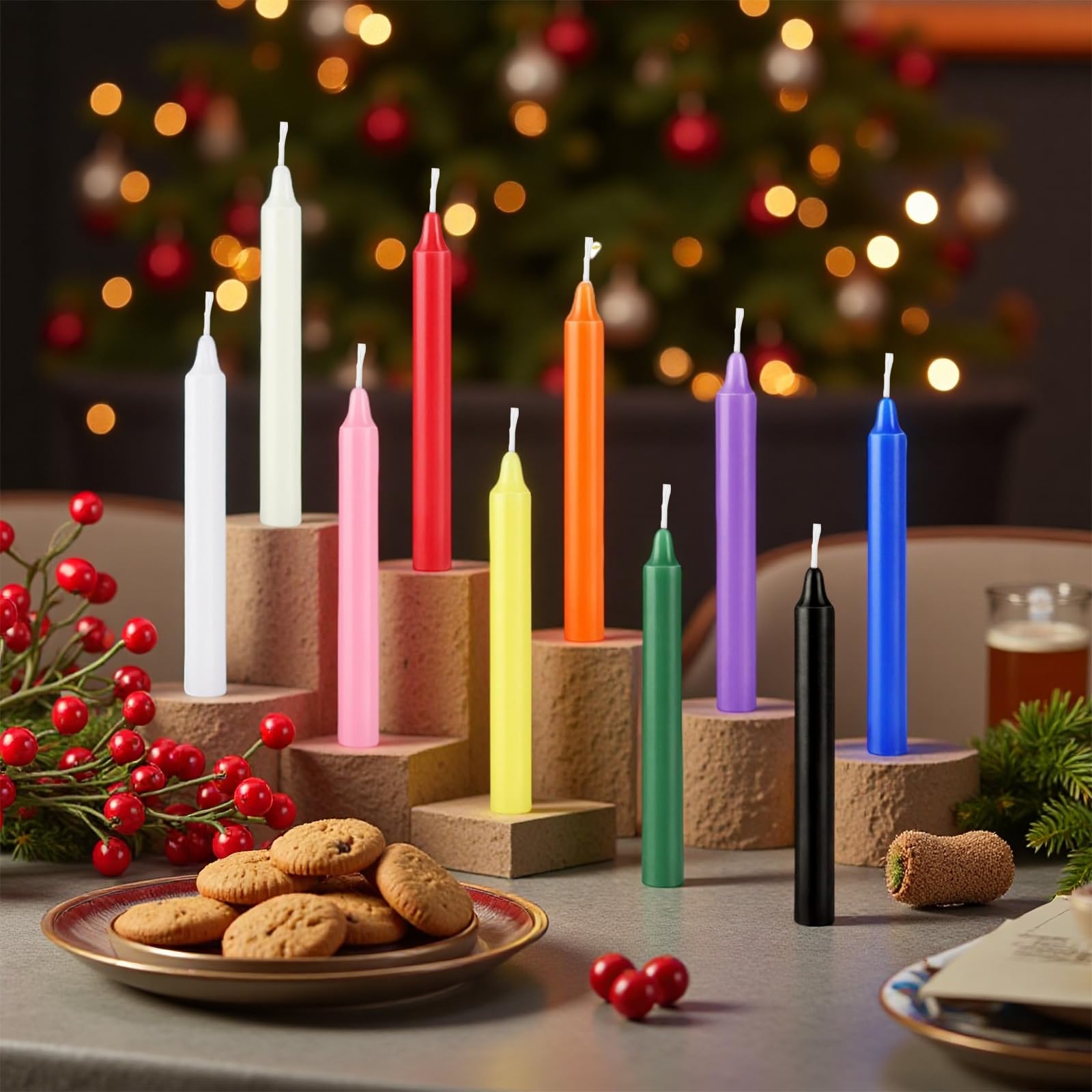 Spell Candles 100 Pack Bulk - 4 Inch Colored Mini Taper Candles for Rituals, Witchcraft & Wiccan Altar, Unscented Candles Compatible with Chime Holders, Prayer, Meditation, Birthday Decor