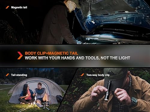 Miniatura 8 de Fenix Linterna EDC E28R V2.0, 1700 lúmenes USB-C recargable tamaño de bolsillo compacto con cola magnética