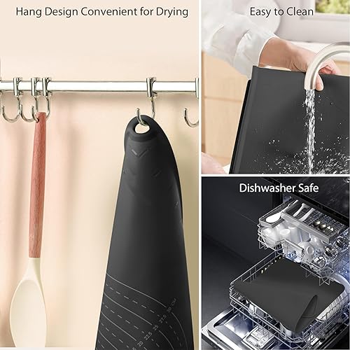 Miniatura 5 de Tapete de silicona para pastelería extra grande de 24 x 16 pulgadas tapete antiadherente para hornear con borde alto tapete de silicona de grado