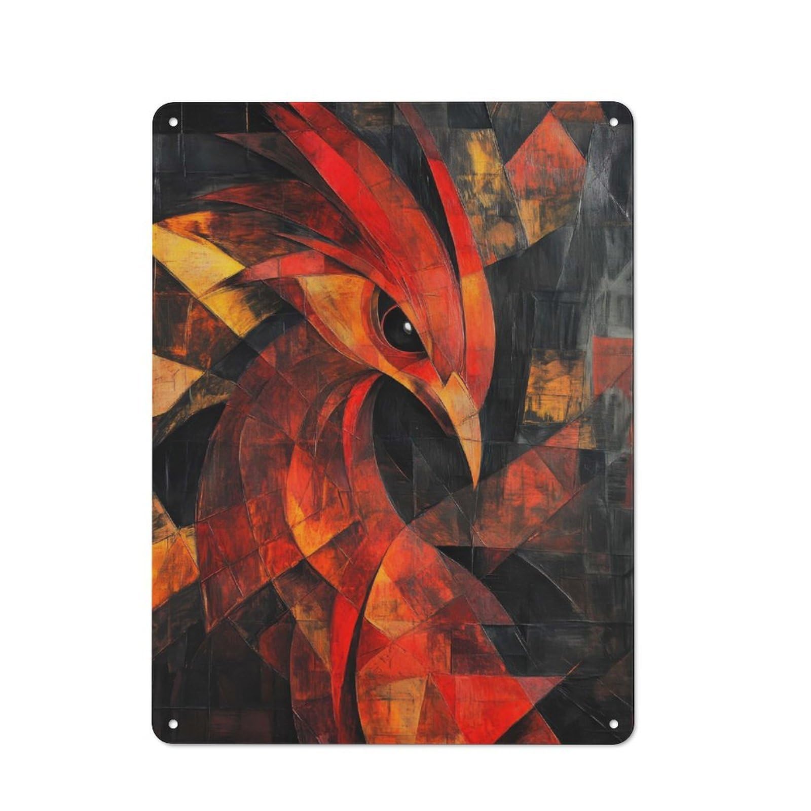 Junmoney Phoenix Oil Painting Creative Metal Wall Decor 40X30cm, Metal Desk Wall Sign For Hobby Room, Office, Lounge Or Living Room