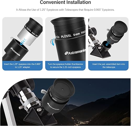 Miniatura 6 de Astromania Adaptador de 0.965 a 1.25 pulgadas. Te permite utilizar accesorios de 1.25 pulgadas en telescopio de 0.965 pulgadas
