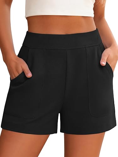 ANRABESS Shorts for Women Summer Casual Elastic High Waist Lounge Comfy Dress Shorts with Pockets 2026 Beach Vacation Clothes