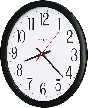 Howard Miller Gallery Wall Clock Round Black Frame, Optical Crystal Glass, Arabic Numerals, Battery-Operated Quartz Movement