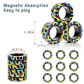 Magnetic Rings Fidget Toys Pack, Idea ADHD Fidget Toys, Adult Fidget Spinner Rings for Anxiety Relief Therapy, Great Gift for Adults Teens Kids 12 14 Years Old (9PCS)