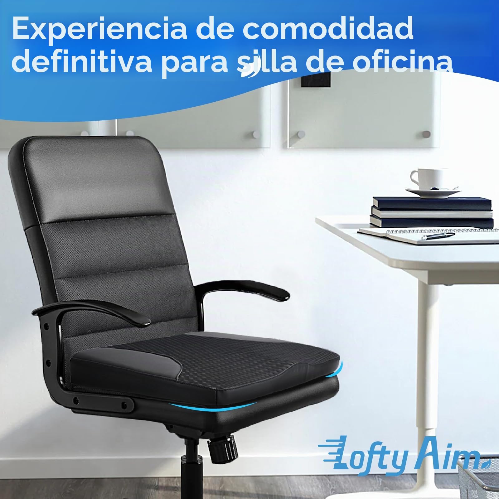 Cojín de asiento de coche: cómodo cojín de espuma viscoelástica para conducir, para aliviar el dolor de ciática, tailobone, cojín de asiento para coche, camión, oficina, silla de ruedas, cuero negro y
