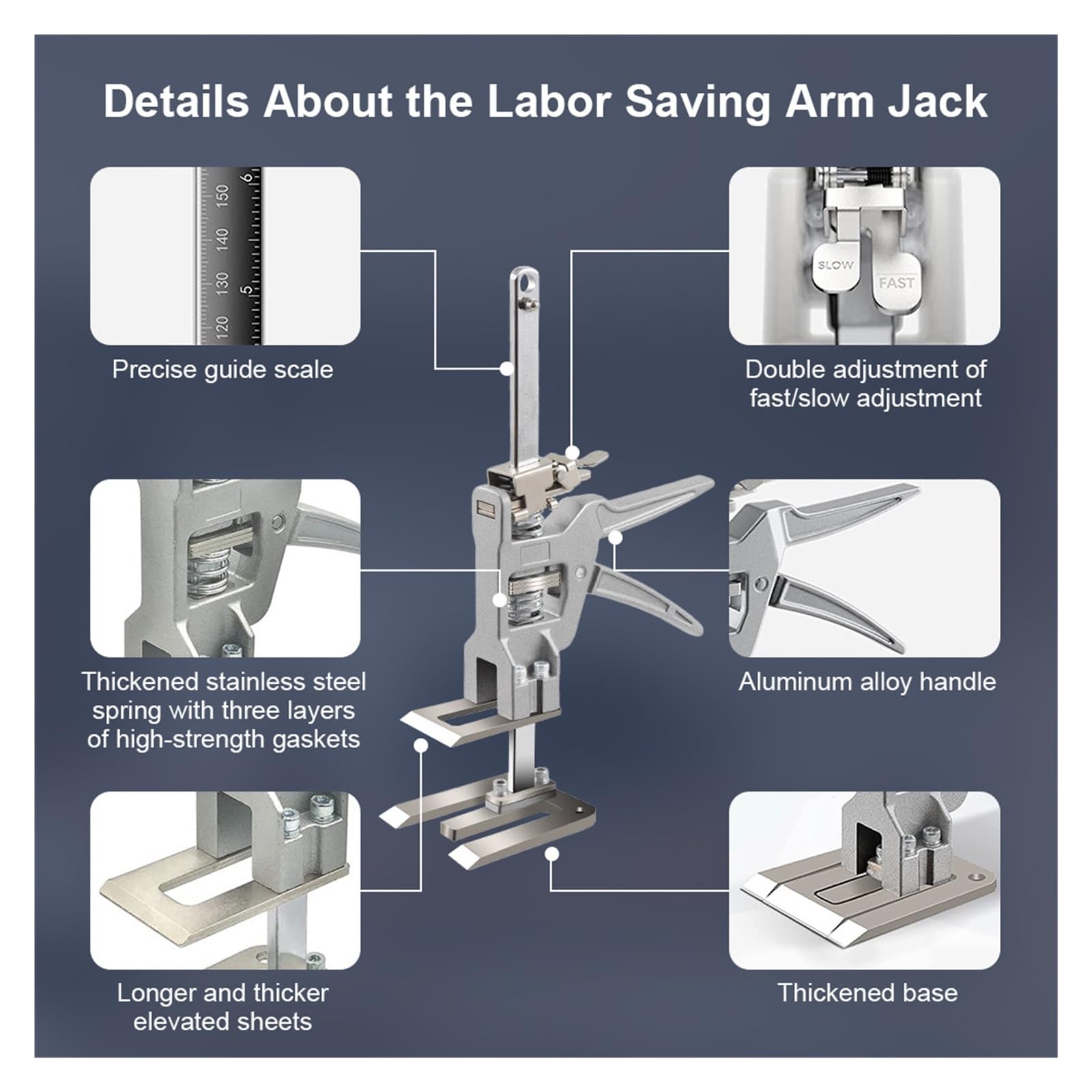 Labor Saving Arm Jack 2 Pack Load Capacity 440 Lbs Full Metal Furniture With Two-Speed Drop Mode For Installing Cabinets