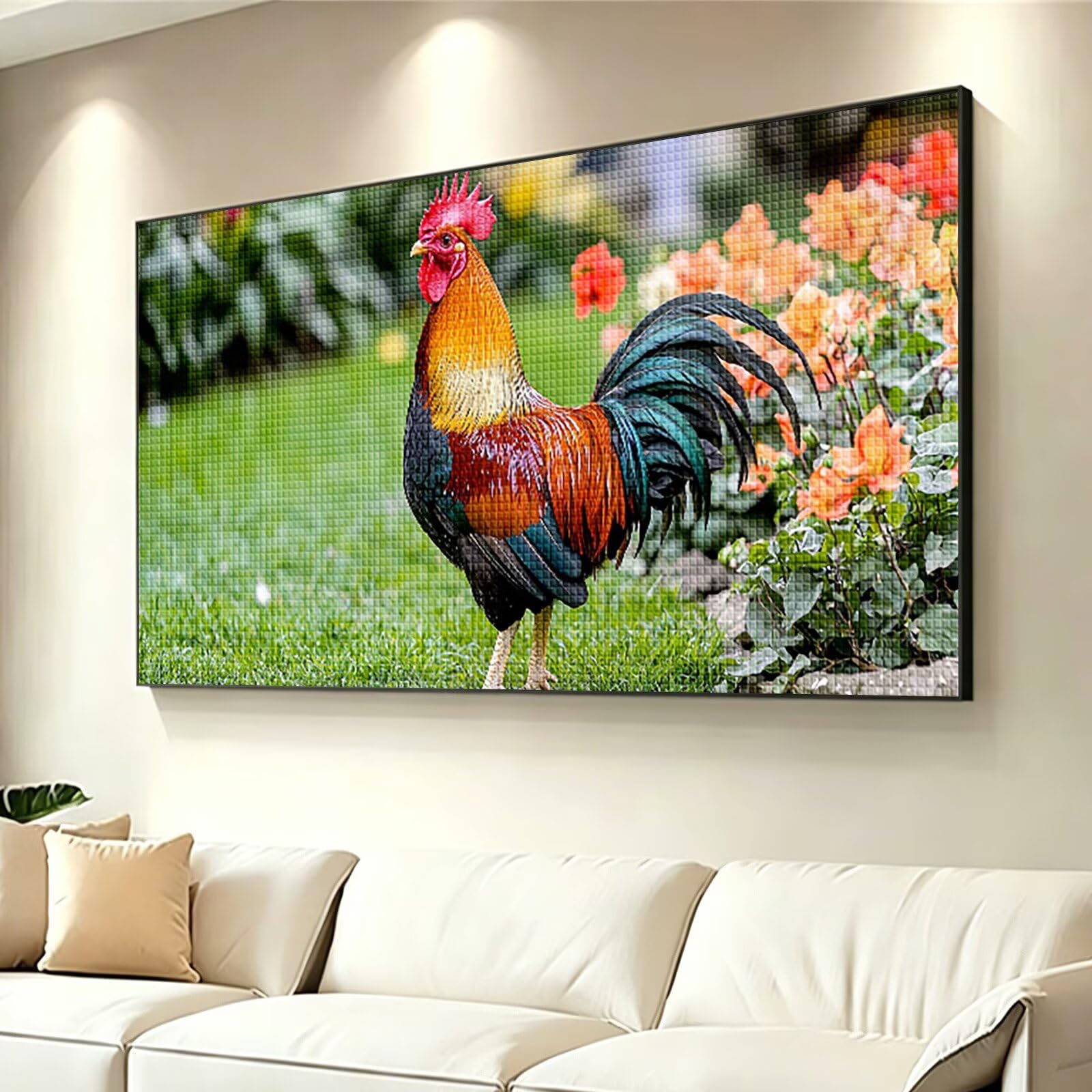 Diamond Painting Adultos Animal Pintura Diamante, Pollo Diamond Painting 5D Completo, DIY Cuadrado Bordado Punto de Cruz Cuadros de Diamantes Kit para Decoracion Hogar, Regalo Mujer 160x80cm 0J-796