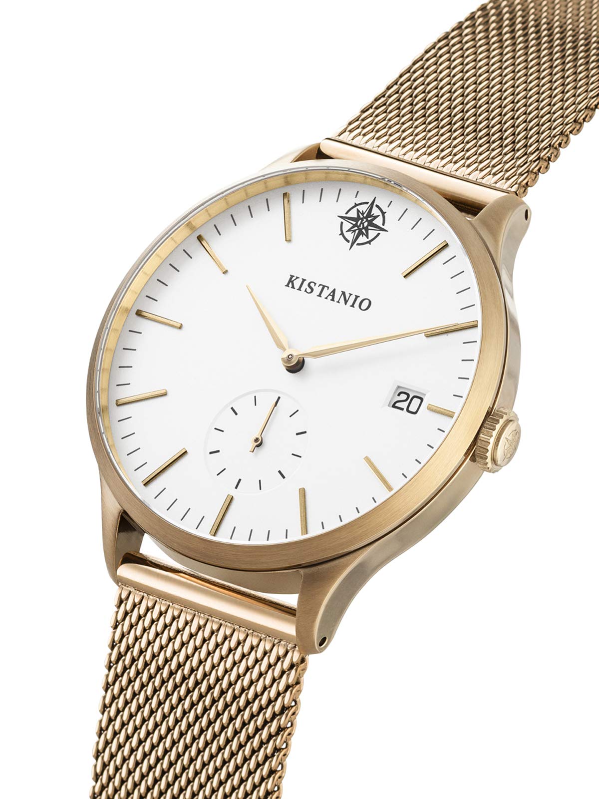 Stratolis STR-40-124 - Orologio da uomo con cinturino in maglia milanese, analogico, vetro zaffiro, colore: cachi, argento