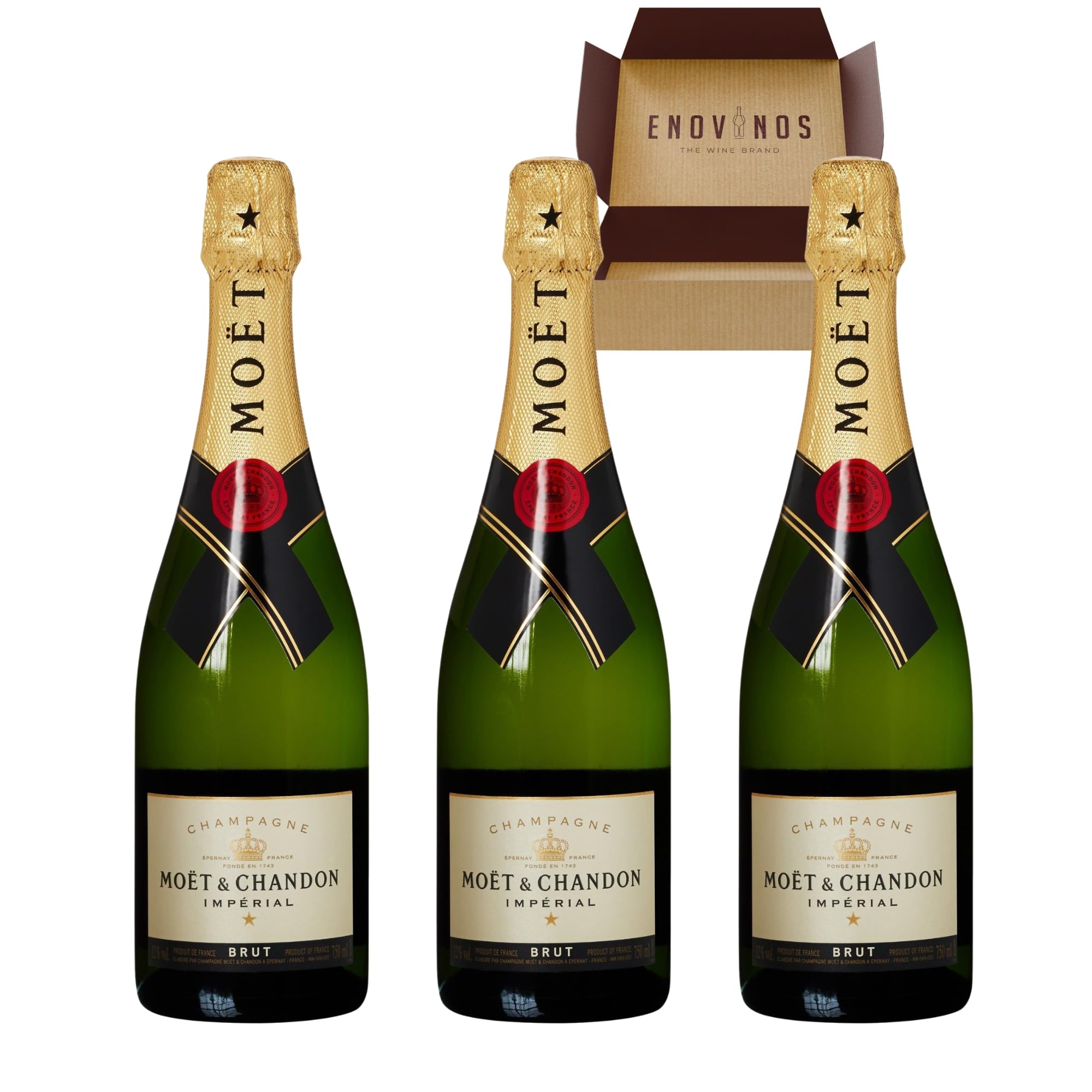 Moët & Chandon Champagne Imperial Brut 12% - x 3 Botella de Champan Moet Chandon - Mejor Selección ENOVINOS THE WINE BRAND