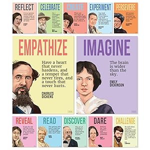 S&amp;O Authors - Pósteres de literatura para decoración de aula en inglés, inspira con pósteres en inglés para el aula de secundaria y la escuela secundaria, pósteres de aula de inglés, decoración de