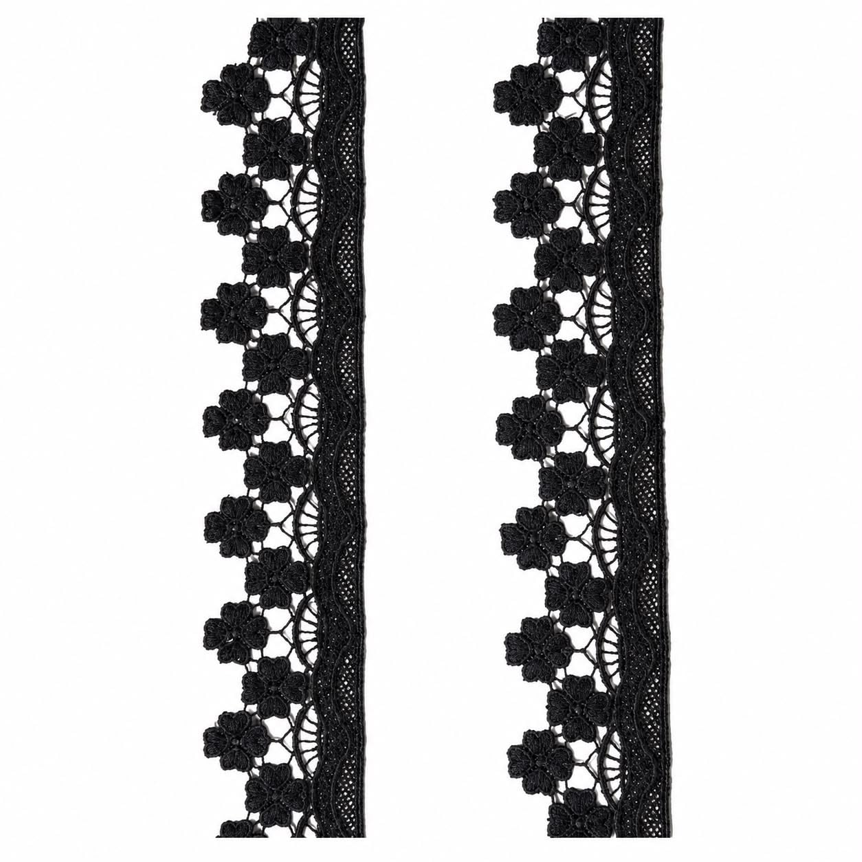 Embroidered Lace Trim in Cotton, Multicolour, 5 Meter, Scalloped Openwork Pattern-image-47
