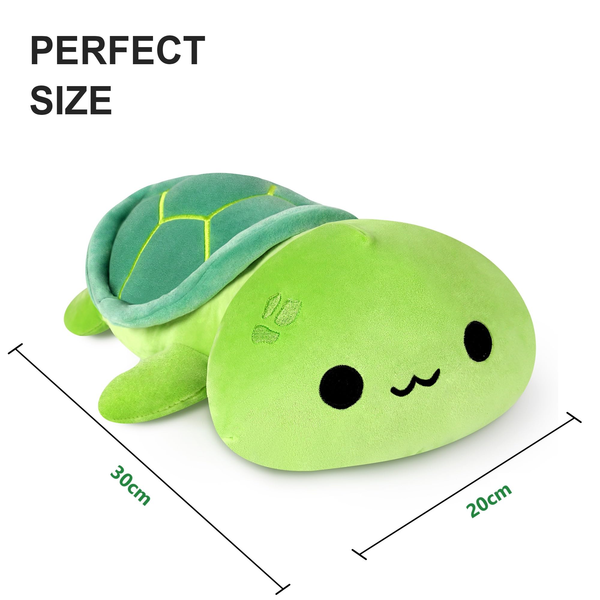 shownicer Peluche tortue kawaii, coussin, cadeau pour enfants et filles de 12 ans et plus, vert, 30 cm