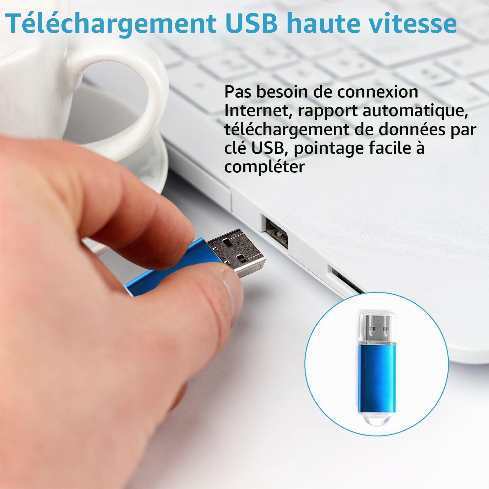 Pointeuse Horaire Personnel 4-en-1, Badgeuse avec Reconnaissance Faciale, Empreinte Digitale, Mot de Passe et Carte, Machine de Pointage Sans Réseau pour Entreprises avec Clé USB