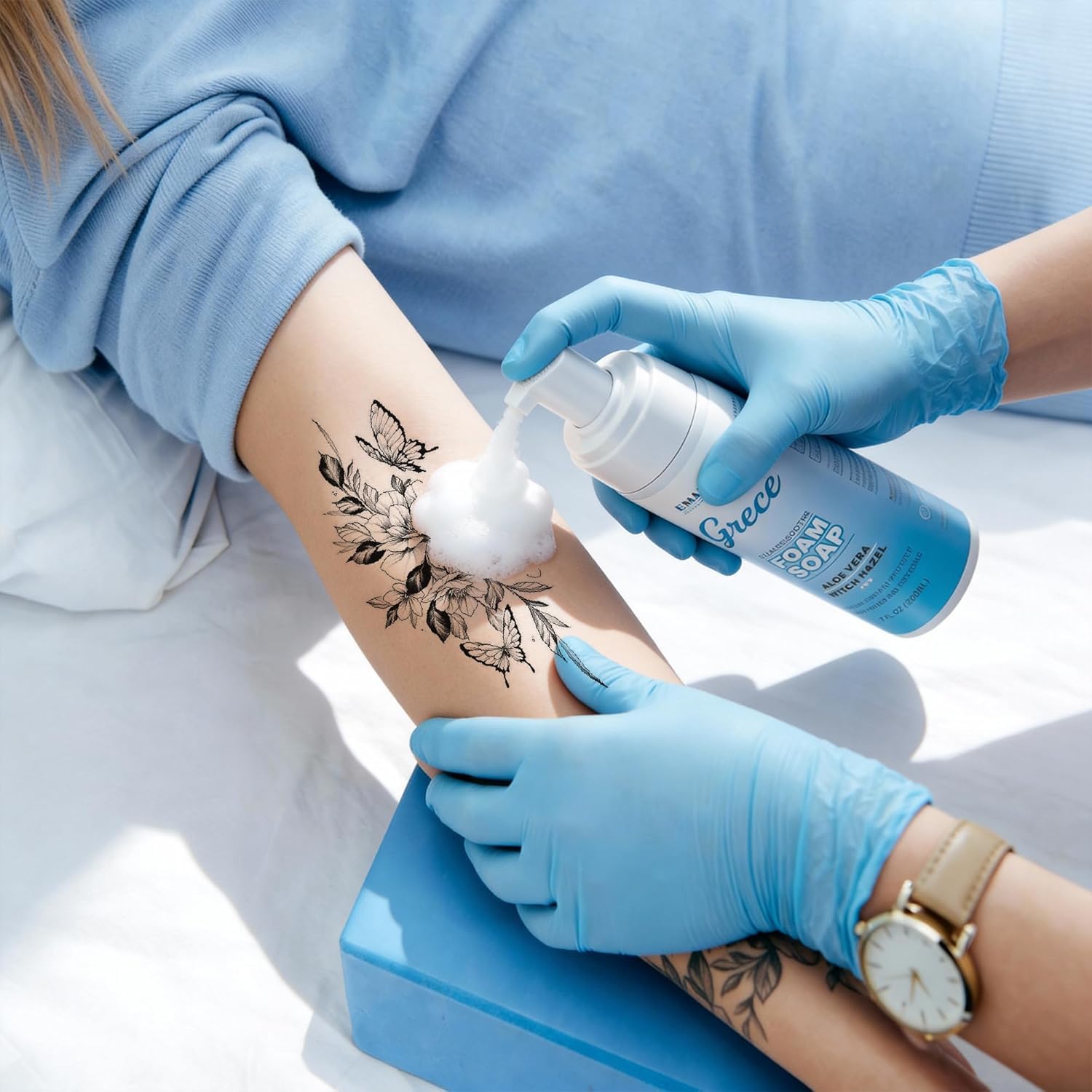Schiuma detergente per tatuaggi, 200 ml, schiuma detergente delicata per nuovi tatuaggi, lenitivo e idratante, per la cura del tatuaggio, fresca