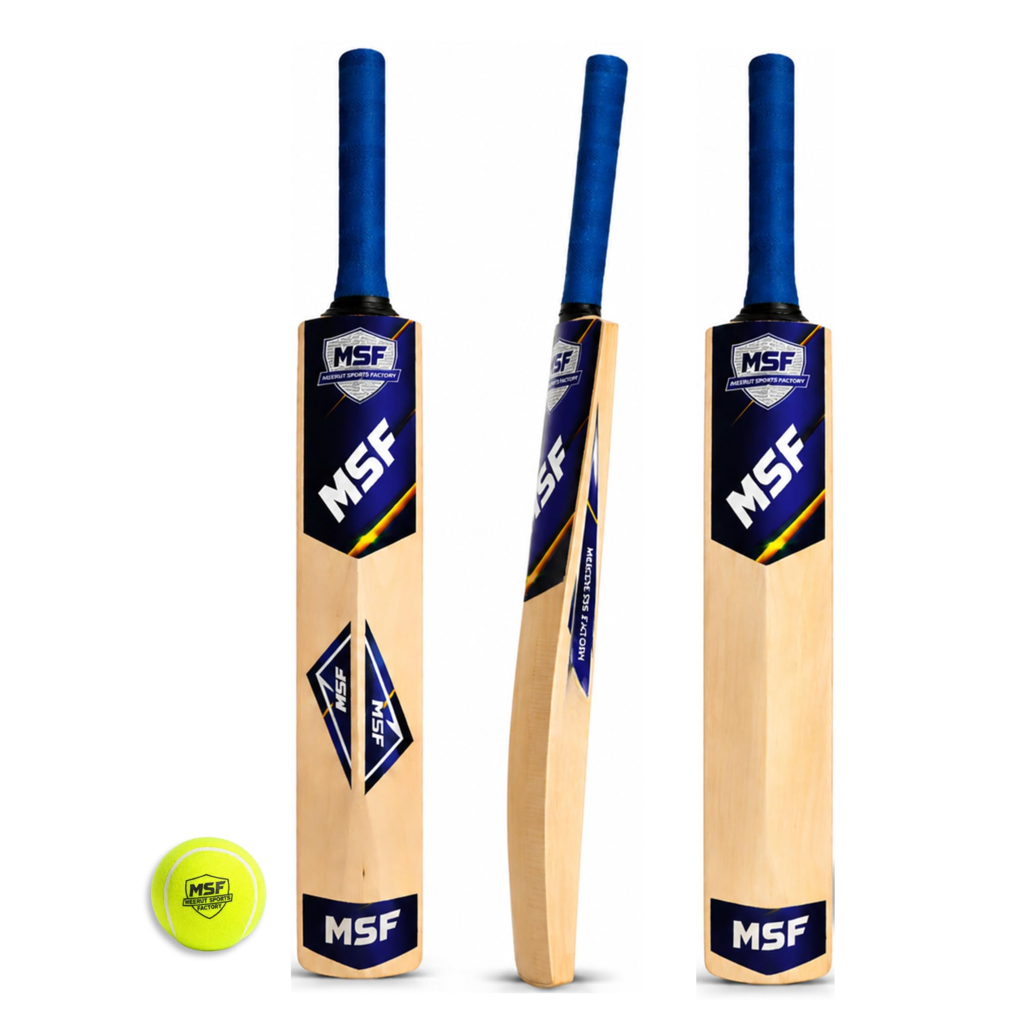 Wooden Cricket Bat Size 5 for Boys (9–15 Years) with Yellow Tennis Cricket Ball & Bat Cover | Lightweight Popular Willow Junior Cricket Bat for Training, Practice, Street Cricket-image-47