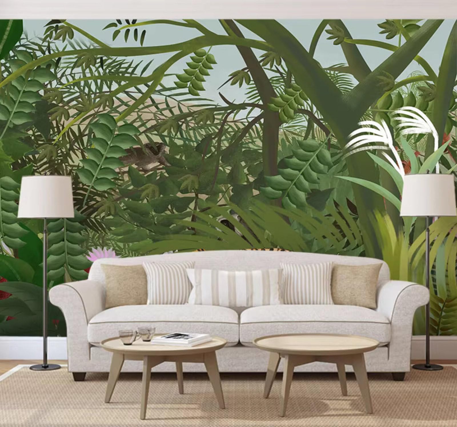 Wallpaper-3D-Xlm 200Cm×140Cm(B×H) Minimalist Fresh Three Dimensional Green Forest 3D Wallpaper Easy Install Feature Office Living Room Sofa Bedroom Tv Background Wall Decoration-200Cm×140Cm