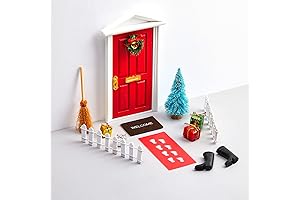 Red Elf Magic Girl Fairy Door Christmas Outdoor Mini Wooden Xmas Decorations...