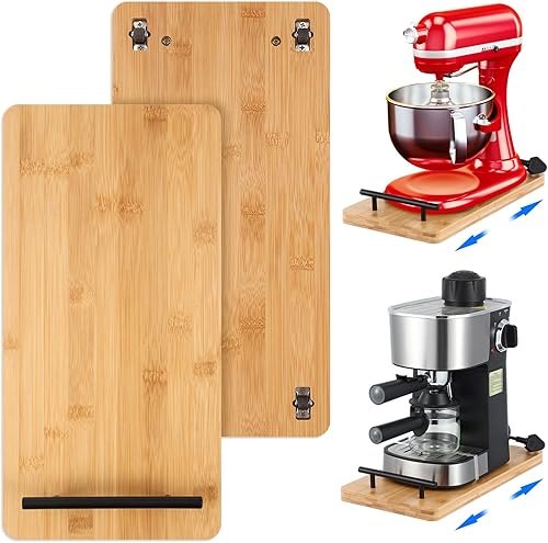 Miniatura 1 de Layhit Bandeja deslizante para electrodomésticos de bambú de 15 x 7.5 pulgadas, bandeja deslizante debajo del gabinete para cafetera, cocina,