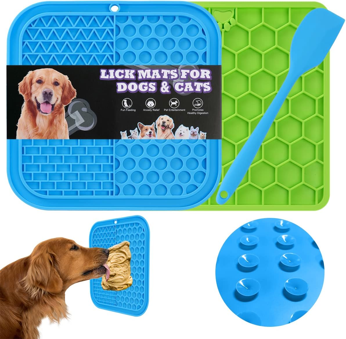 MOFELON 3 Pack Licky Mats for Dogs,Slow Feeding Dog Lick Mats with