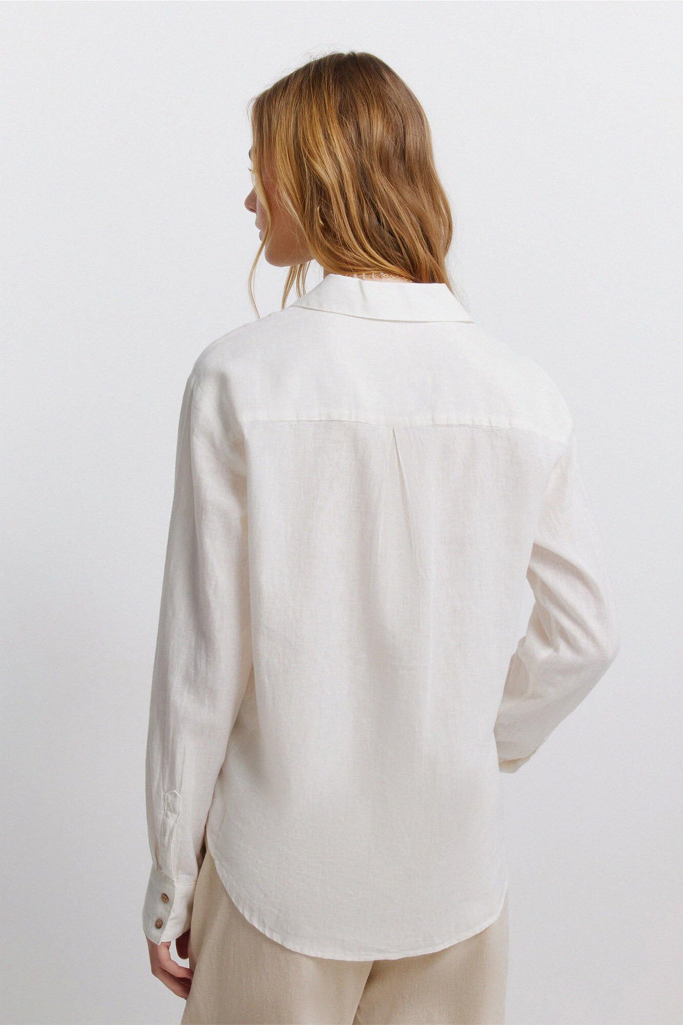 Springfield L/S Open Collar Linen Shirt Femme