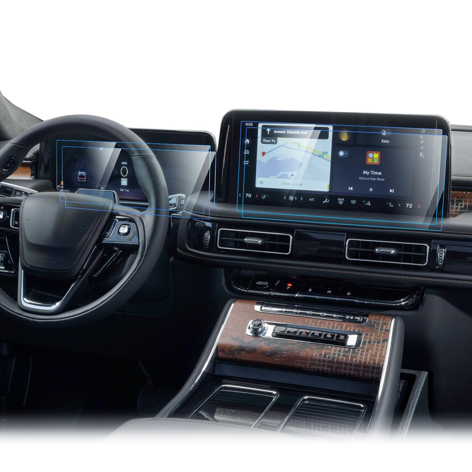 4-Pack HD Clear Nano Screen Protector Film for 2025 Lincoln Aviator (Navi 12.4" + Dash 12.3")