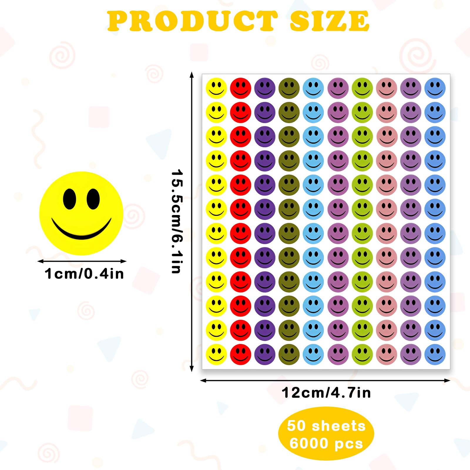 6000 Pcs Smiley Face Stickers, Colorful Happy Face Reward Stickers - Image 2
