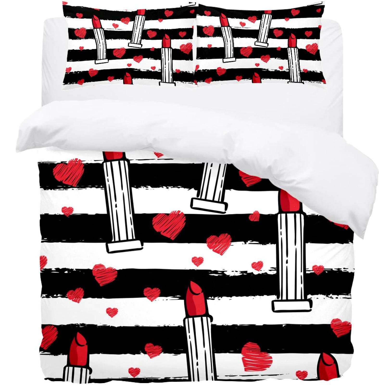 Housse de couette douce et taie d'oreiller motif rouge à lèvres contre le froid