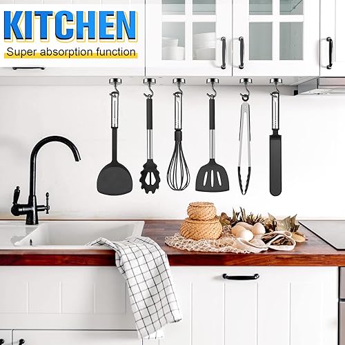 Miniatura 6 de FINDMAG Paquete de 6 ganchos magnéticos, gancho magnético de 40 libras para colgar resistente, ganchos magnéticos fuertes para refrigerador, imanes