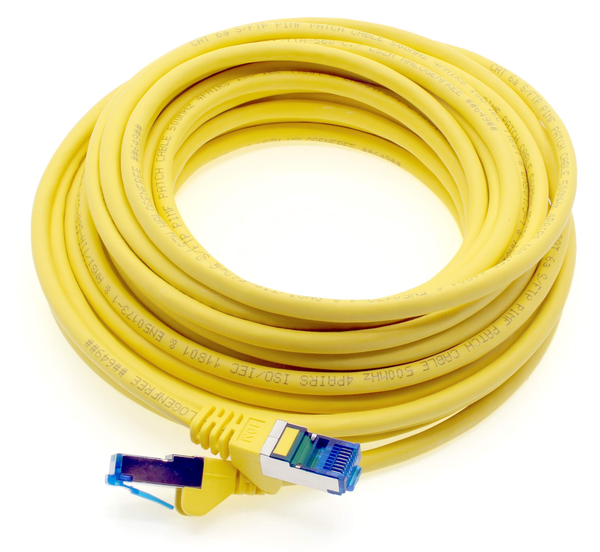 1aTTack.de 0.25m - CAT6a - network cable yellow - pack of 10 CAT 6 A patch cable 10000 Mbit s SFTP PIMF 500 MHz compatible with CAT5 CAT6 CAT7 DSL Internet Switch Router — view 9