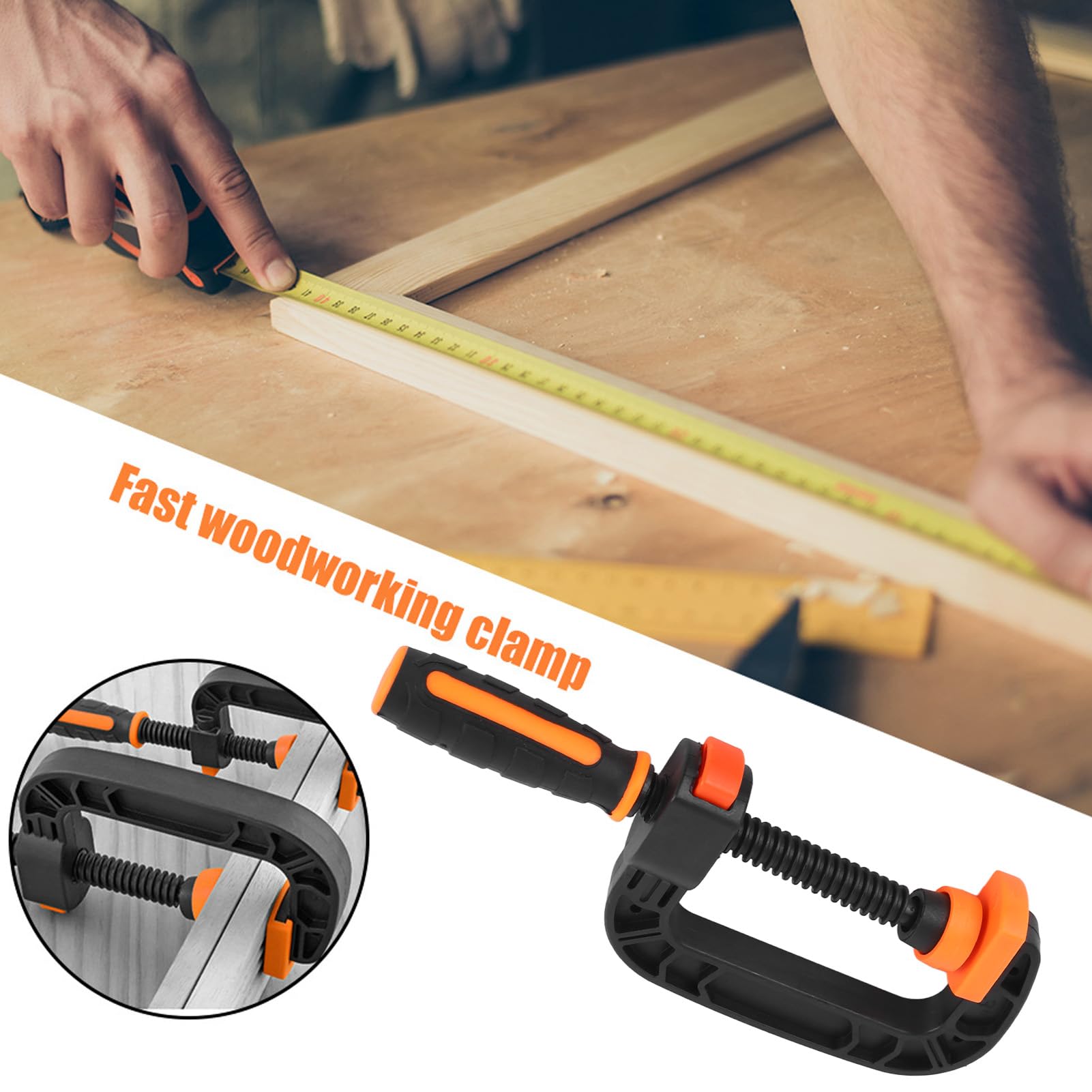 2Pcs C Clamps Set, 2 Inch 3 Inch Adjustable Jaw Opening Clamp Desktop Mount Tables Desk Clamps for Welding, Building, Repairing