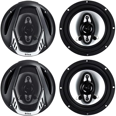 BOSS Audio Systems NX654 Onyx 6.5 Inch 400 Watt 4-Way 4 Ohm Full Range Car Audio Coaxial Stereo Speakers with Mylar Dome Tweeters, 2 Pairs