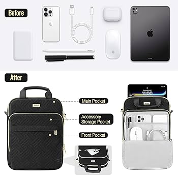 MoKo 12.9 Inch Puffy Tablet Sleeve Bag For IPad Pro 12.9 Inch, New IPad Air/Pro 13 Inch 2024, Tab S8/S9 Plus 12.4,Quilted Puffer Pillow Case With Shoulder Strap,Sling Crossbody Bag For